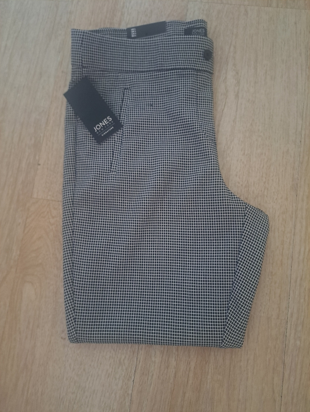 Jones New York Black and White Micro-Check Pants